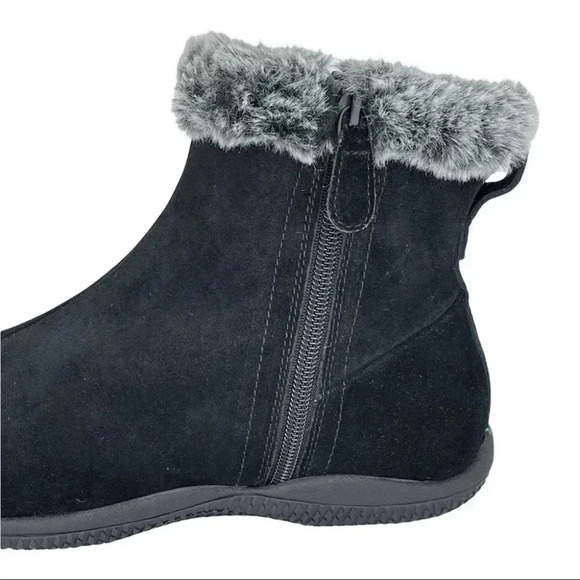 SoftWalk Helena Black Suede Leather Faux Fur Trim Womens Ankle Boots Size 7M - Picture 9 of 16